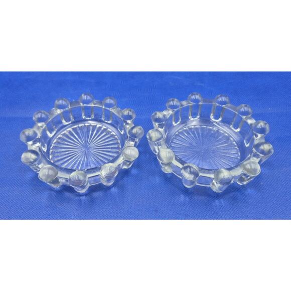 Vtg Anchor Hocking Clear Boopie Bubble Glass Ashtray Trinket Dish 4.25" Set of 2 - Picture 1 of 9